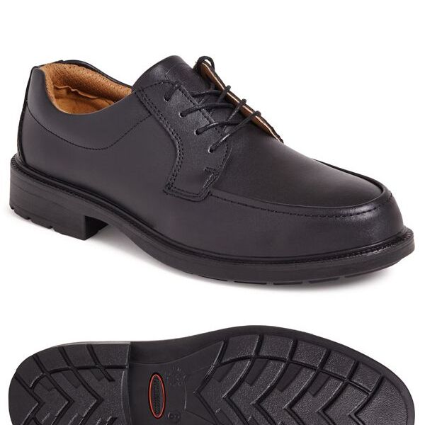 Black Plain Front Tie Safety Shoe Thumbnail
